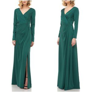 Kay Unger Teal Long Sleeve Gown